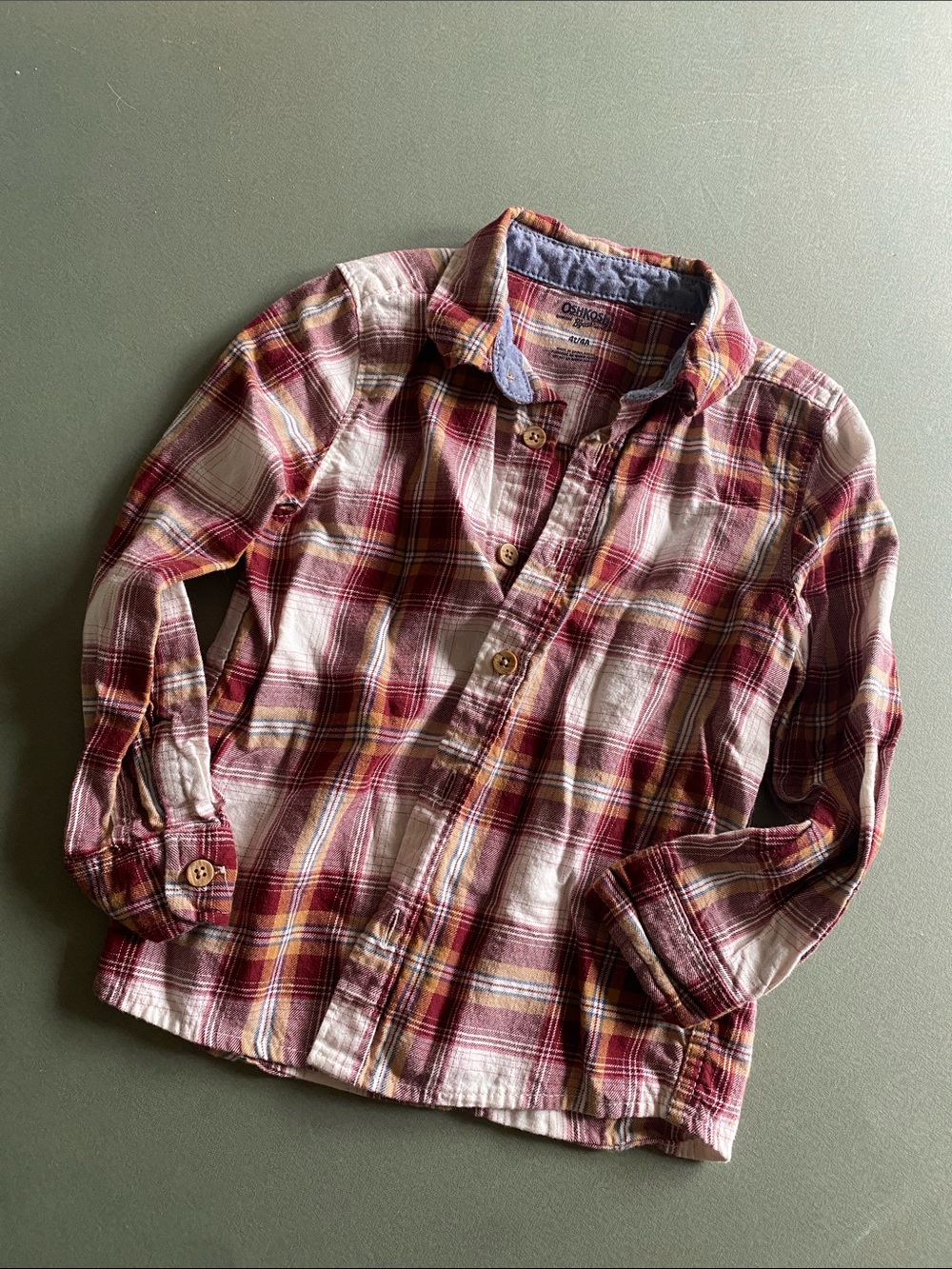 OshKosh B'gosh Red, Cream & Gold Plaid Shirt